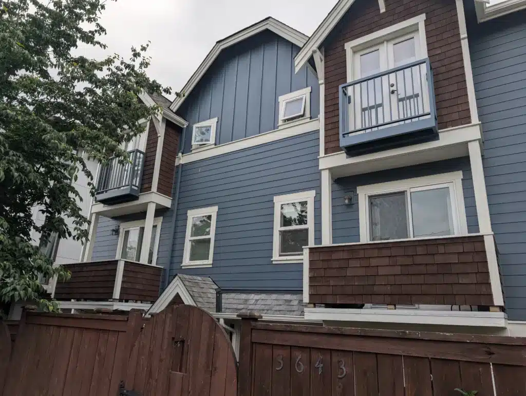 Painted multi-story residential exterior in Western Washington